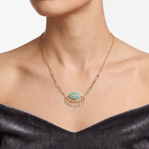 Gold Jewellery Turquoise Celeste Eye Pendant Necklace hover