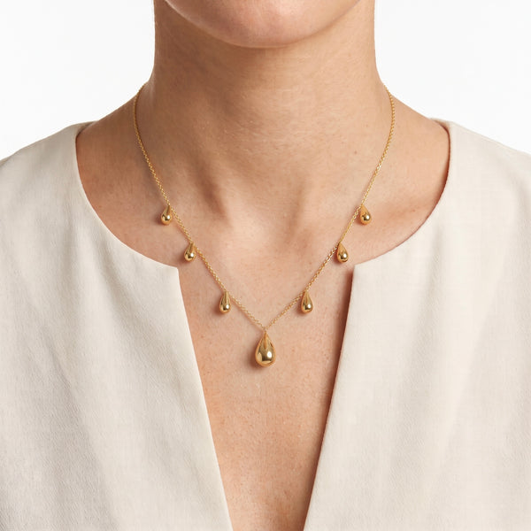 Seven Teardrop Necklace – 18K Yellow Gold Pendant Necklace hover