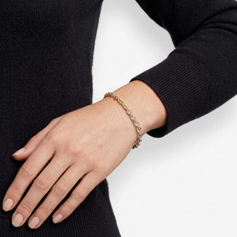 18K Two-Tone Gold Unisex Bracelet in White & Yellow Gold