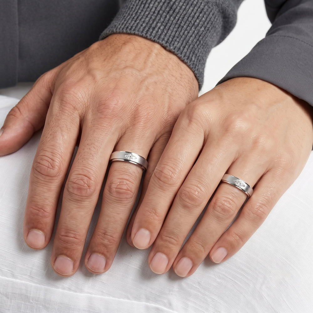Marquise Signature Couple Bands – Platinum 900 with Natural Diamond