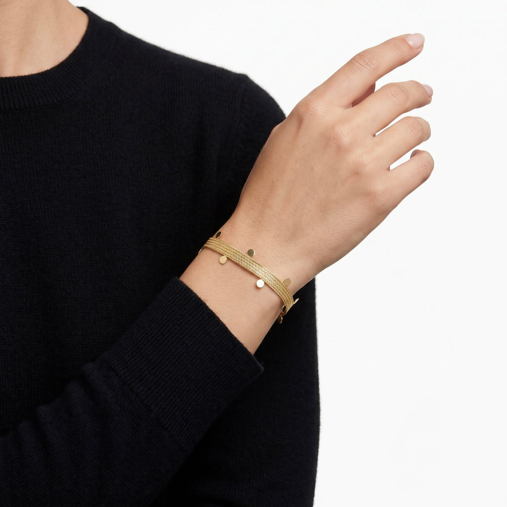 18K Gold Mesh Disc Bracelet