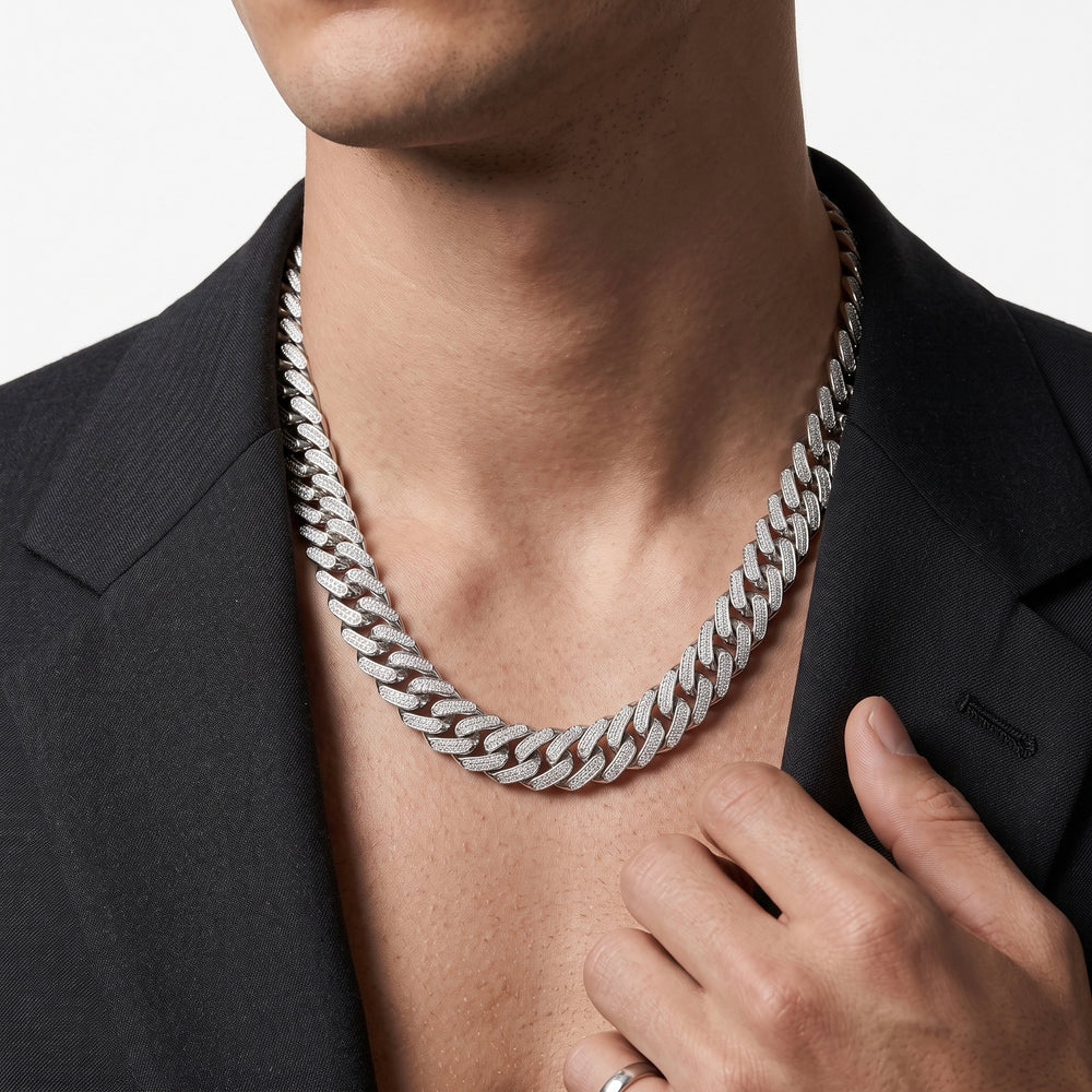 Diamond Drip Cuban Chain in 18K Gold with 11.07 Ct Natural Diamonds | 19 Inch | 14 mm