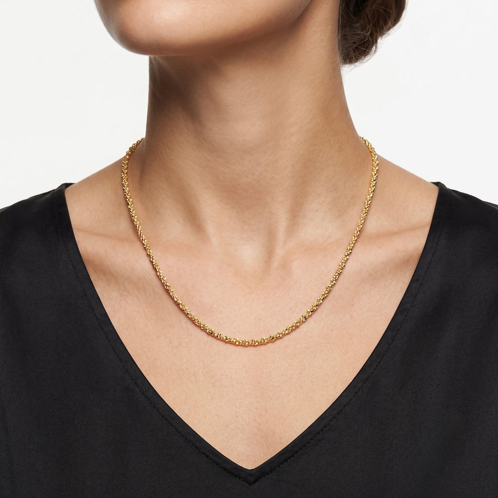 18K Yellow Gold Golden Whisper Chain Necklace – High-Polish Finish | 19 Inches