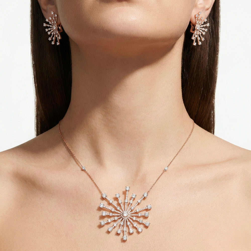 Natural Diamond Statement Set in 18K Rose Gold | Flashy Jewellery