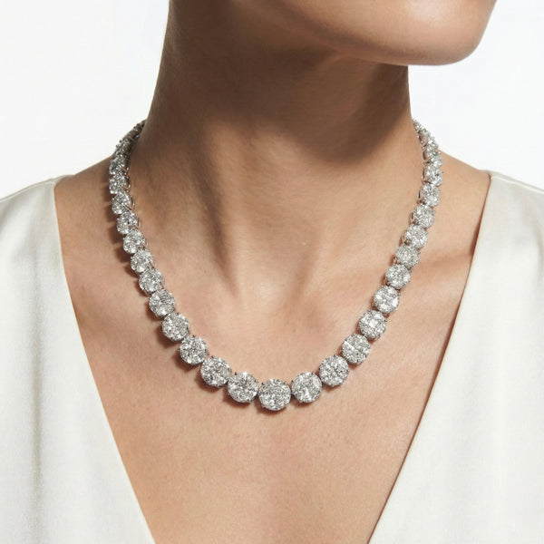 18K White Gold Necklace with Natural Diamonds – Flashy Jewellery hover