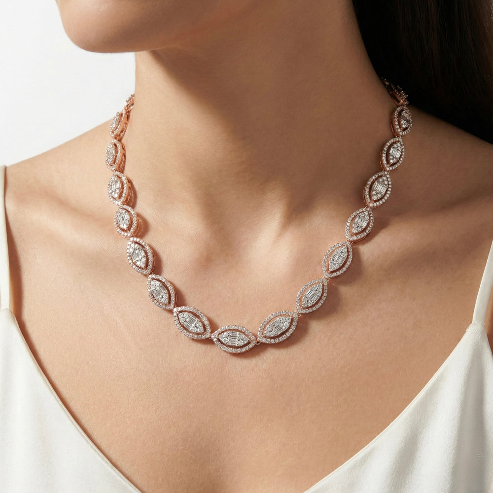 Luxury Diamond Marquise Necklace in Gold | Flashy Jewellery