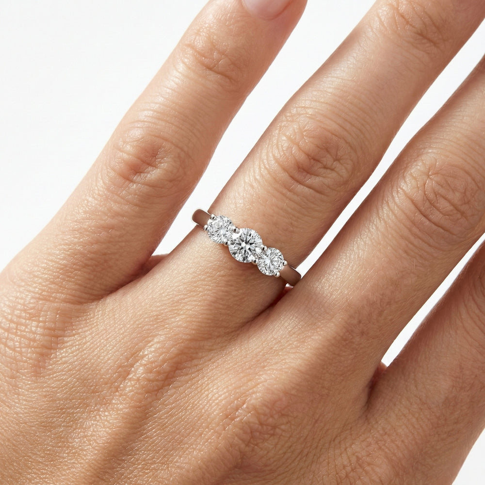 Natural Diamond Three-Stone Engagement Ring | Flashy Jewellery