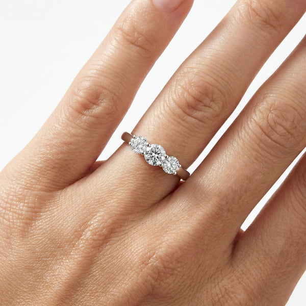 Natural Diamond Three-Stone Engagement Ring | Flashy Jewellery hover