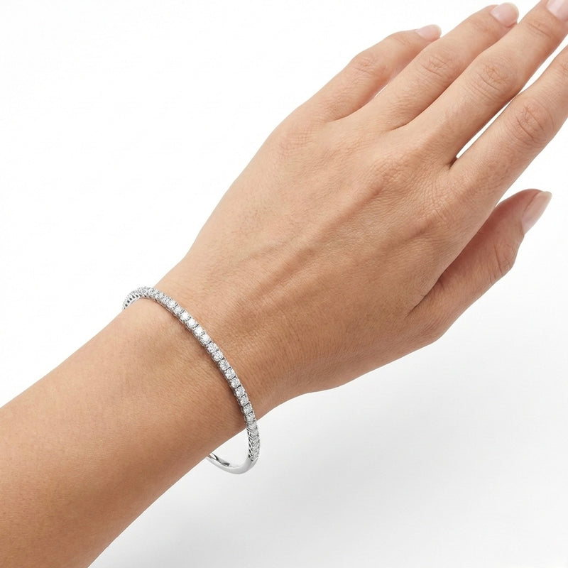 18K White Gold Natural Diamond Bangle | Flashy Jewellery