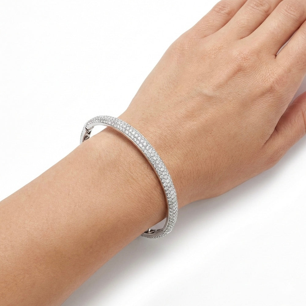 Natural Diamond Bangle in 18K White Gold | Flashy Jewellery