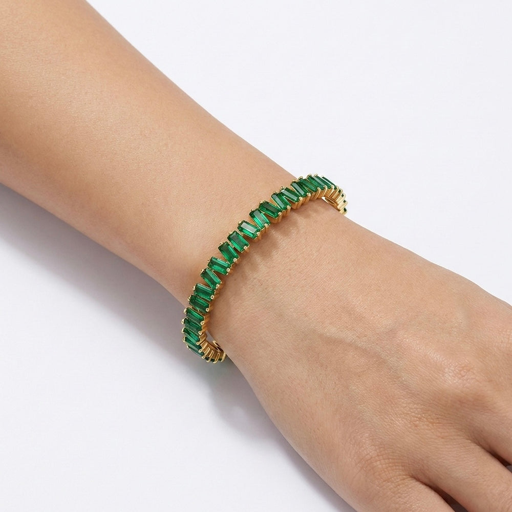 Lab Grown Emerald Bangle in 18K Yellow Gold | Flashy Jewellery