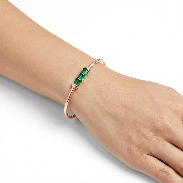 Lab Grown Emerald Diamond Bangle | 18K Rose Gold hover
