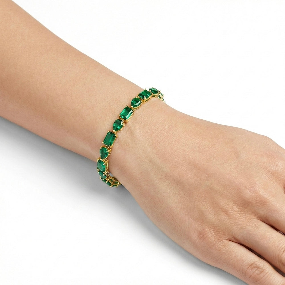 Lab Grown Emerald Bracelet 18K Gold – Flashy Jewellery