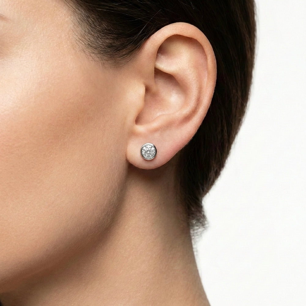 18K White Gold Natural Diamond Stud Earrings | Flashy Jewellery
