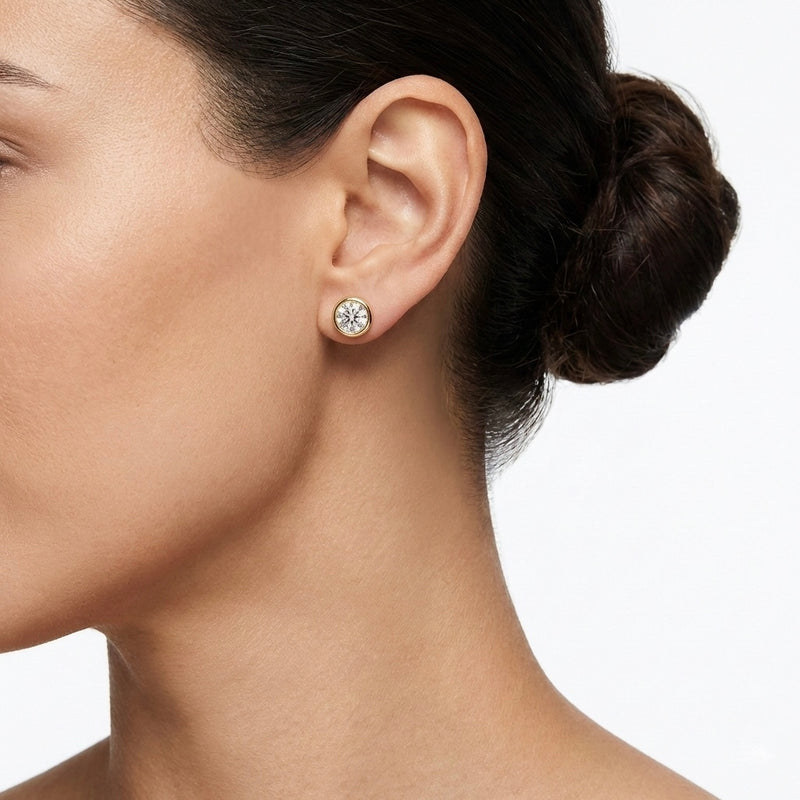 18K Yellow Gold Natural Diamond Stud Earrings | Flashy