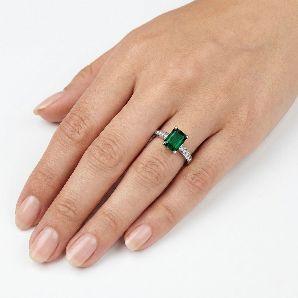 18K White Gold Tourmaline Diamond Engagement Ring