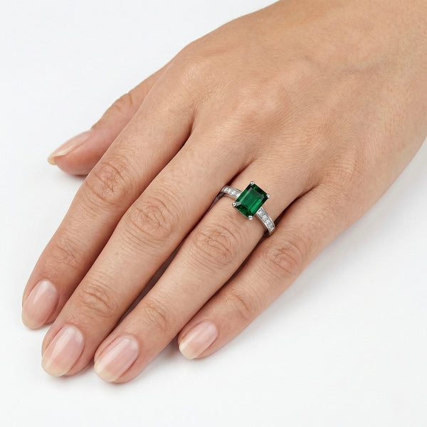 18K White Gold Tourmaline Diamond Engagement Ring hover