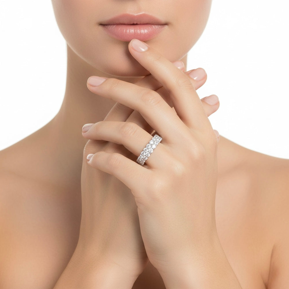 Natural Diamond Eternity Ring in 18K White Gold