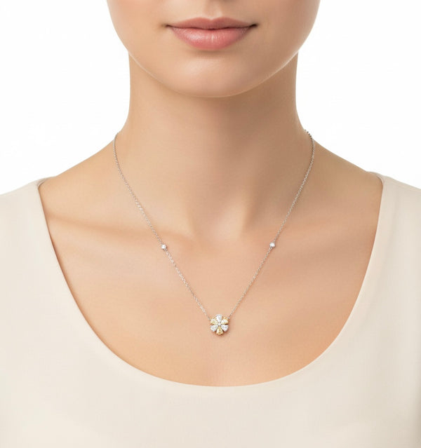 Natural Diamond Pendant Necklace | 18K White Gold Dubai hover