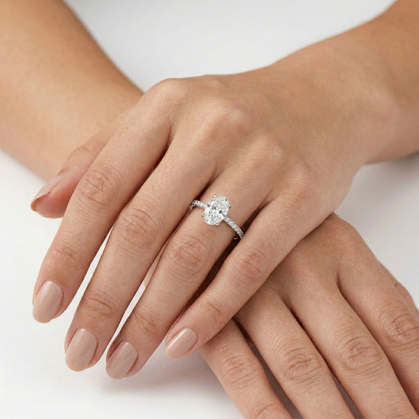 Lab Grown Diamond Solitaire Engagement Ring – 14K White Gold hover
