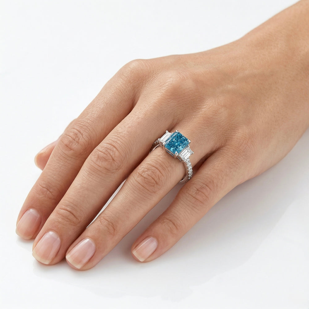 Lab Grown Diamond Three-Stone Engagement Ring in 14K White Gold