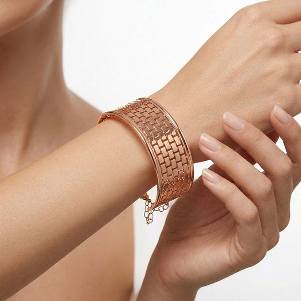 18K Gold Cuff Bangle – Rose, Yellow & White Gold | Flashy Jewellery hover