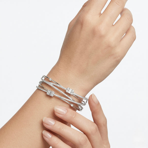 Natural Diamond White Gold Bangle | Flashy Jewellery hover