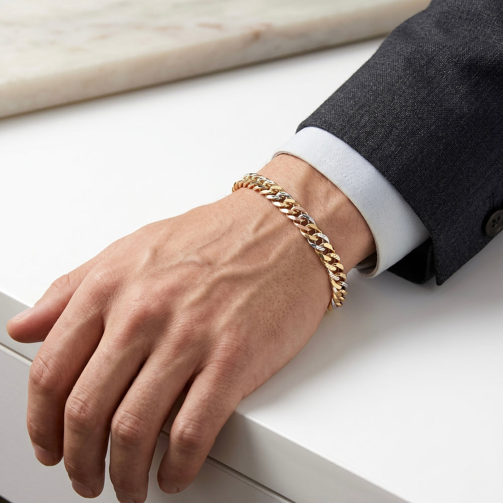 Three-Toned Cuban Gold Bracelet | 18K Luxury Design