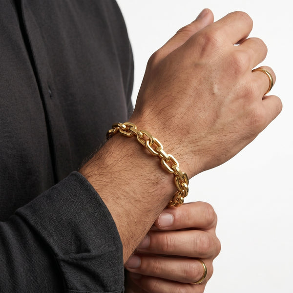 18K Gold Link Bracelet – High Polish Luxury Chain hover