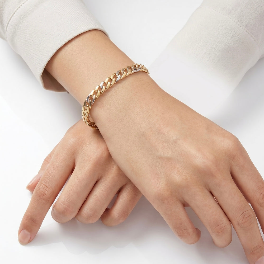 Three-Toned Cuban Gold Bracelet | 18K Luxury Design