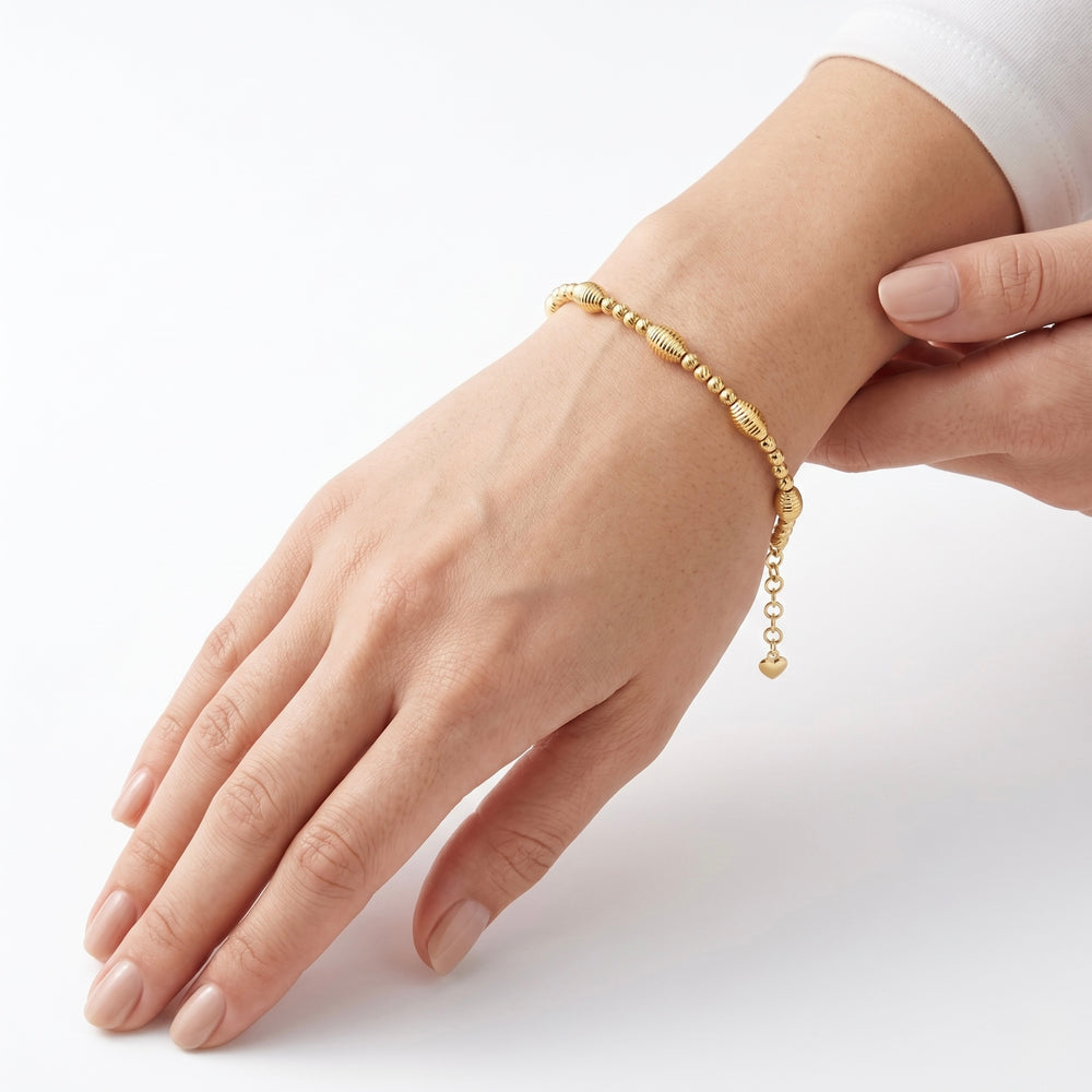 18K Gold Beaded Bracelet for Women – Elegant Luxury Design