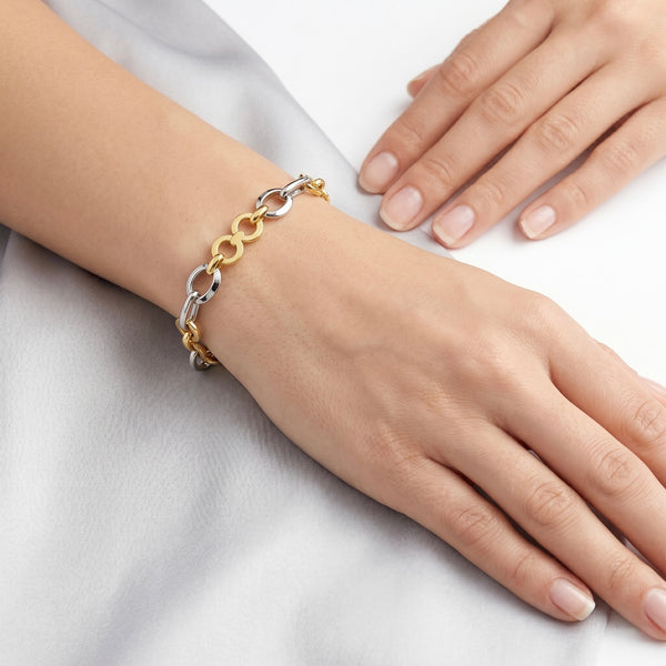 18K Gold Two Tone Linked Bracelet | Flashy Jewellery hover
