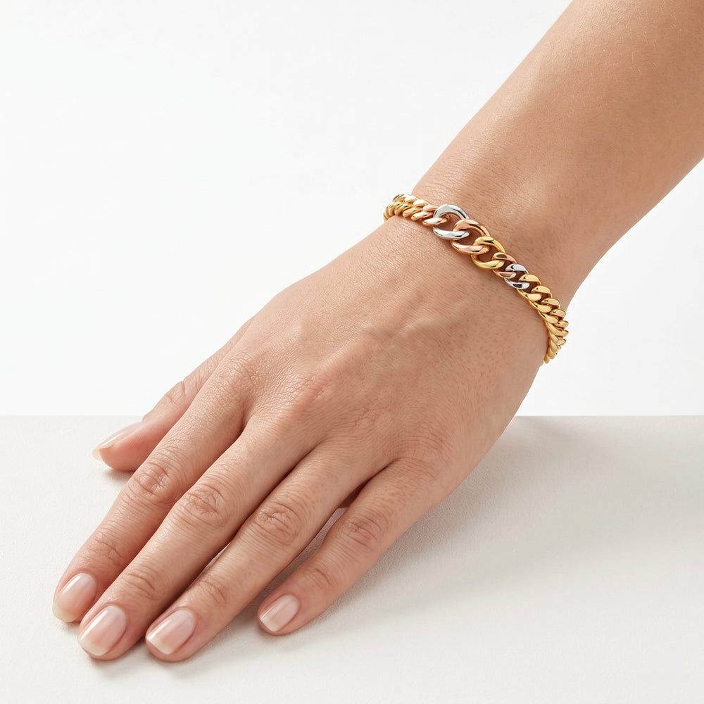 18K Three Tone Gold Bracelet – Elegant Luxury Design