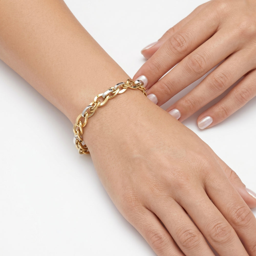 18K Gold Link Bracelet – Classic High-Polish Luxury Chain