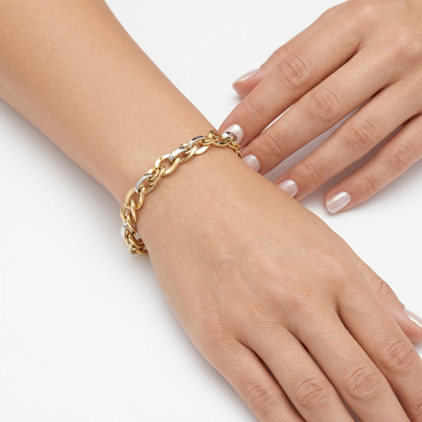 18K Gold Link Bracelet – Classic High-Polish Luxury Chain hover