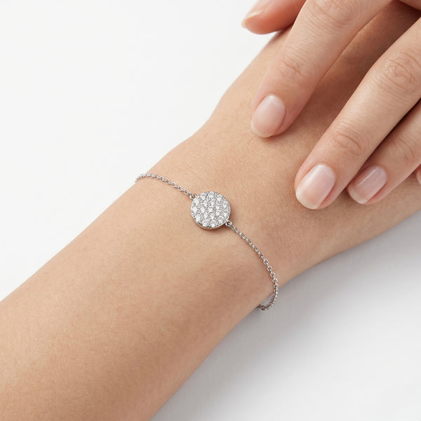 18K White Gold Natural Diamond Bracelet for Women hover