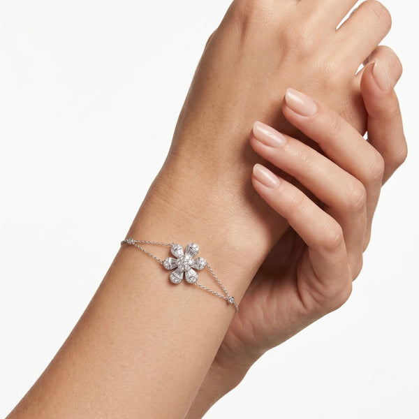 18K White Gold Natural Diamond Bracelet for Women hover