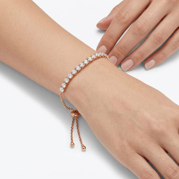 Natural Diamond Tennis Bracelet in 18K Rose Gold hover