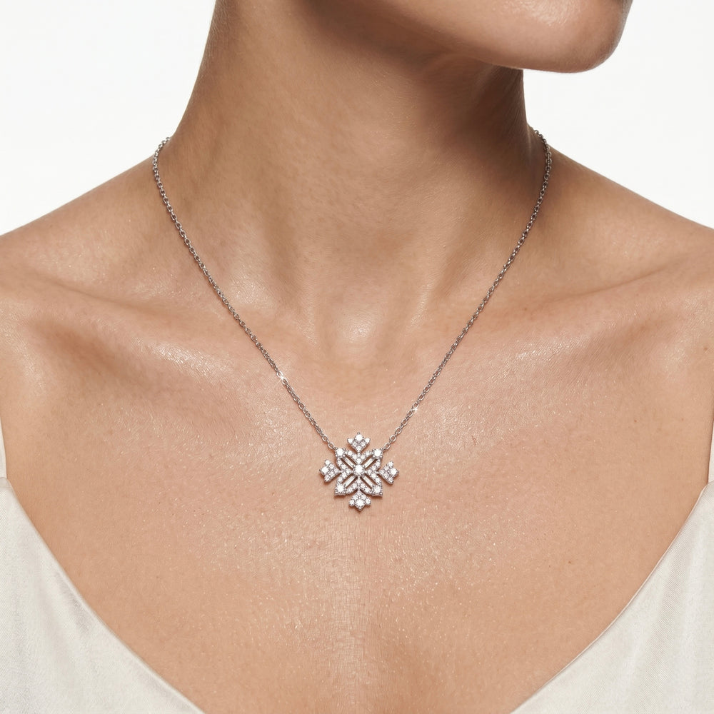 Natural Diamond Pendant Necklace – 18K White Gold