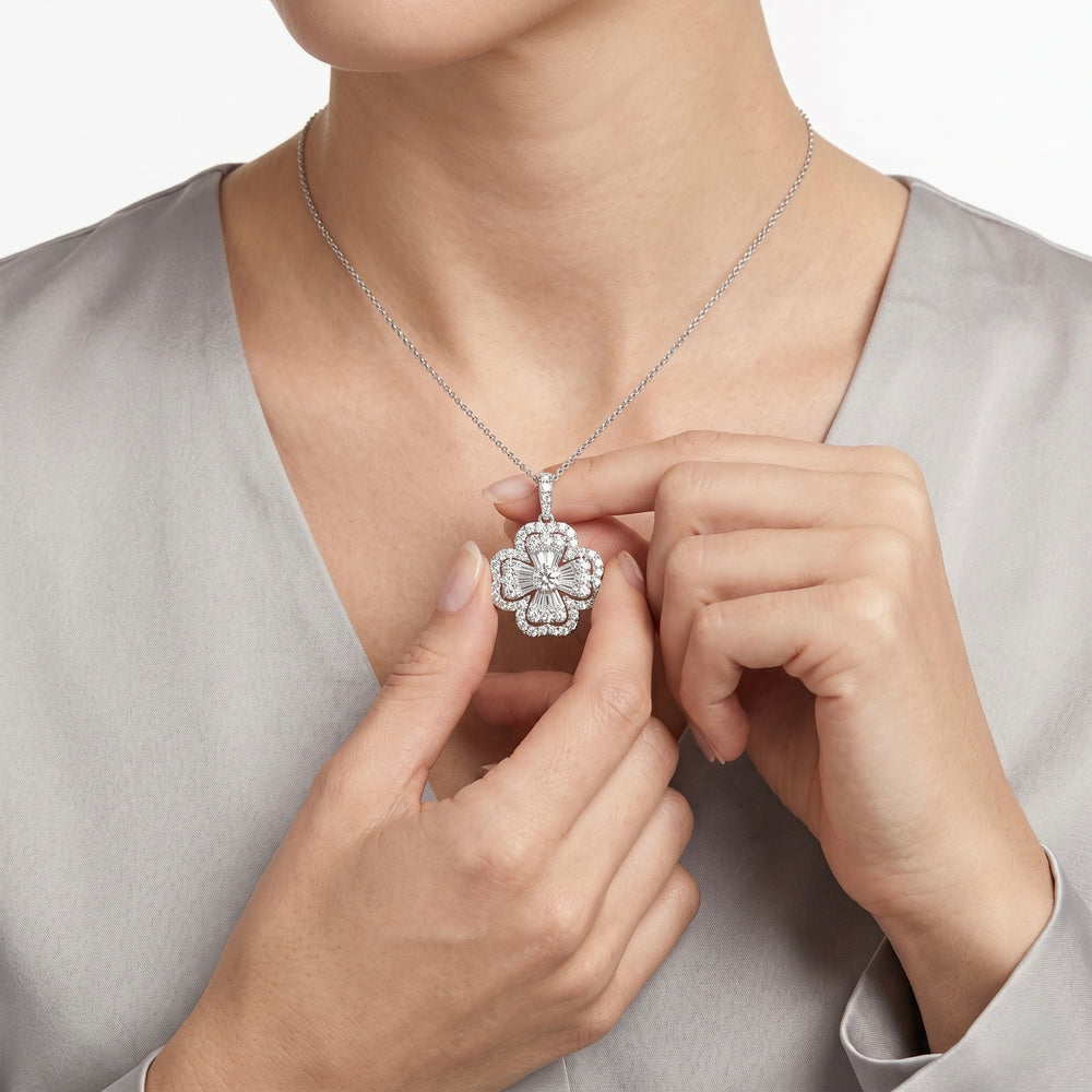 Natural Diamond Pendant in 18K White Gold