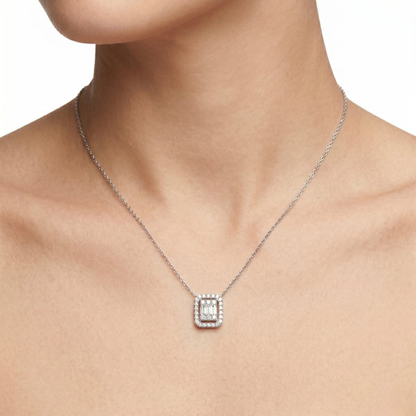 18K White Gold Natural Diamond Pendant Necklace – 0.41 CT hover