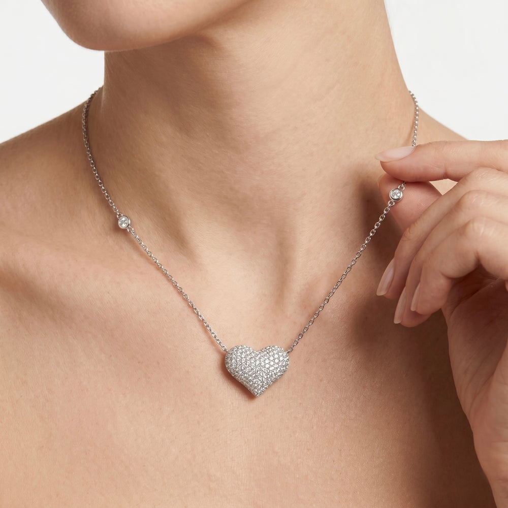 Natural Diamond Heart Pendant Necklace