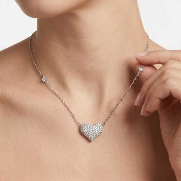 Natural Diamond Heart Pendant Necklace hover