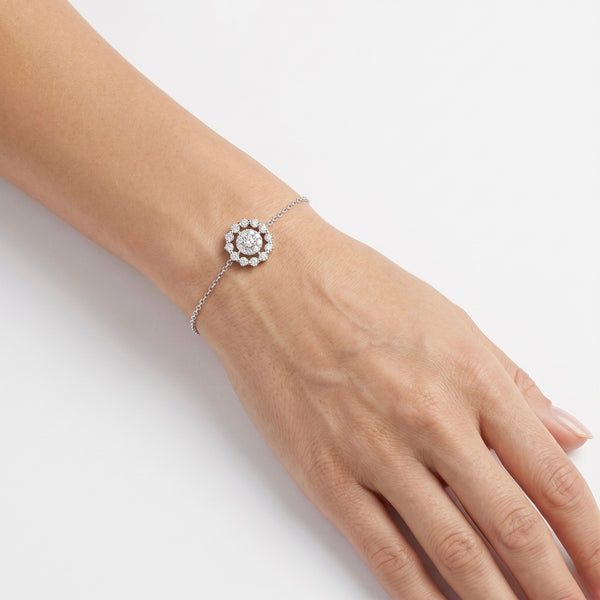 Natural Diamond Bracelet in 18K White Gold hover