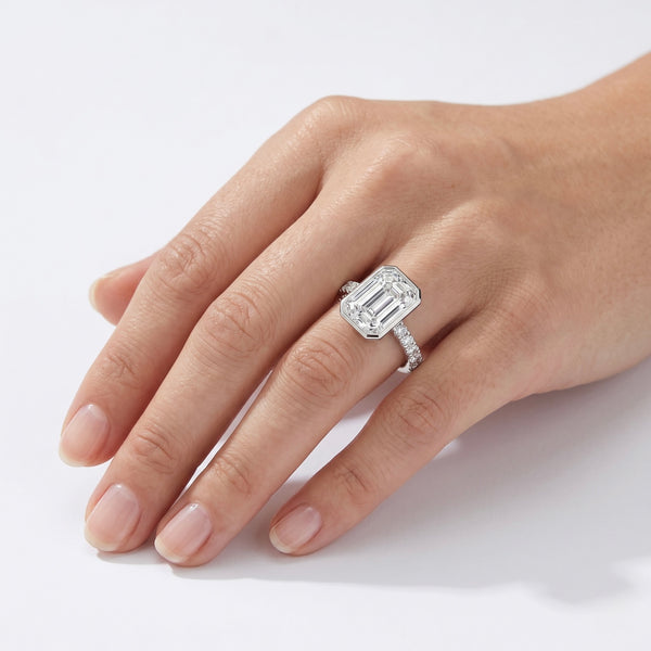 Lab Grown Diamond Emerald-Cut Solitaire Engagement Ring hover