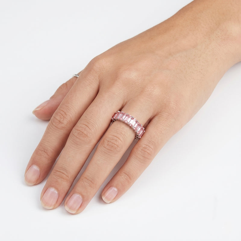 14K White Gold Lab Grown Diamond Pink Eternity Ring – 5.32 CTW