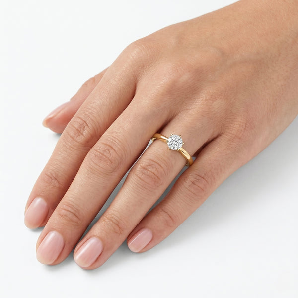 18K Yellow Gold Natural Diamond Solitaire Engagement Ring hover