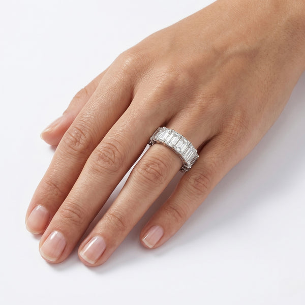 14K White Gold Lab Grown Diamond Eternity Ring 10.24 CT hover