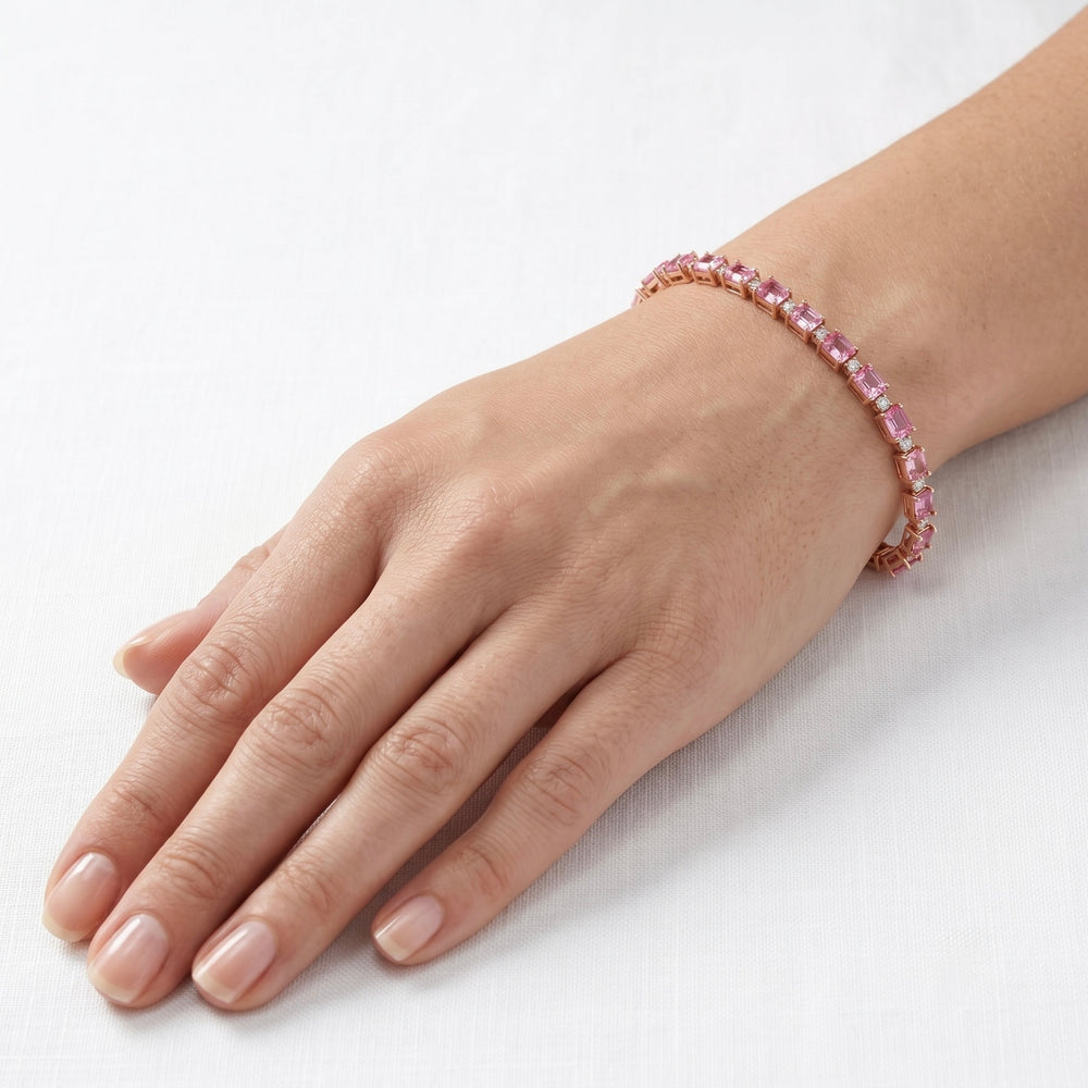 18K Rose Gold Pink Sapphire & Diamond Tennis Bracelet