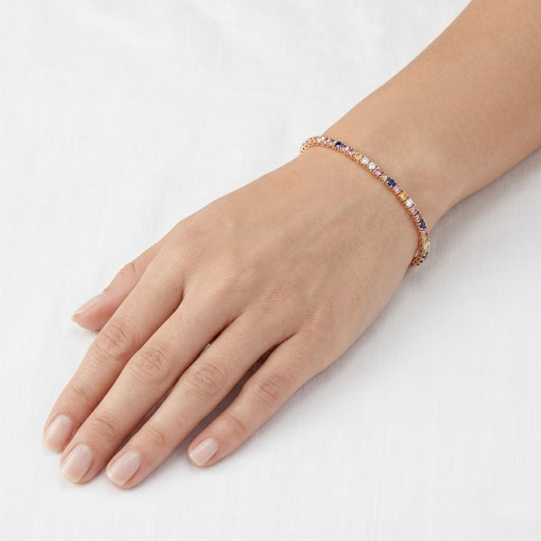 18K Rose Gold Multicolor Sapphire & Diamond Bracelet hover